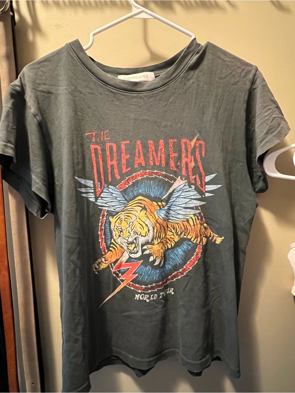 Daydreamer Charcoal Graphic Tee with Winged Tiger